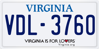 VA license plate VDL3760