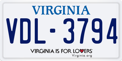 VA license plate VDL3794