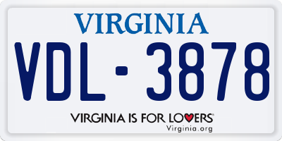 VA license plate VDL3878