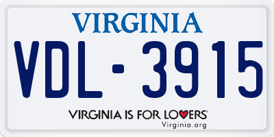 VA license plate VDL3915