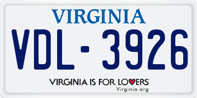 VA license plate VDL3926
