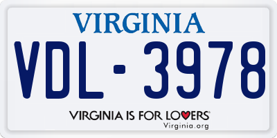 VA license plate VDL3978