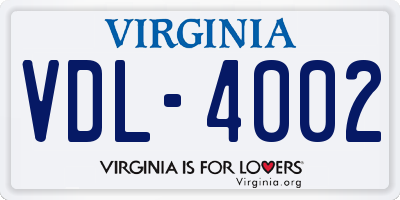 VA license plate VDL4002
