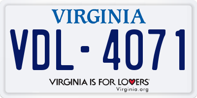 VA license plate VDL4071