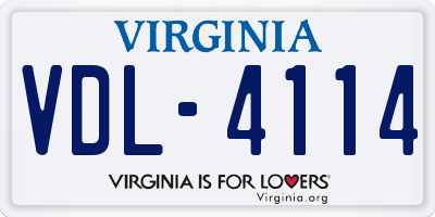 VA license plate VDL4114