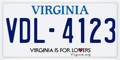 VA license plate VDL4123