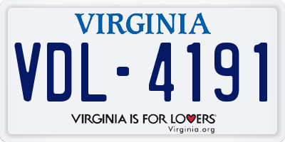 VA license plate VDL4191