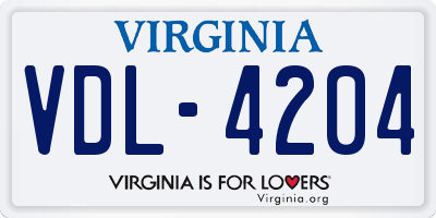 VA license plate VDL4204