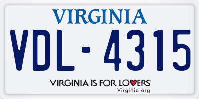 VA license plate VDL4315