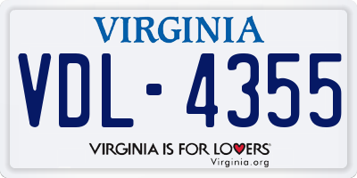 VA license plate VDL4355