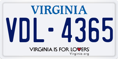 VA license plate VDL4365