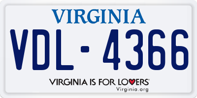 VA license plate VDL4366