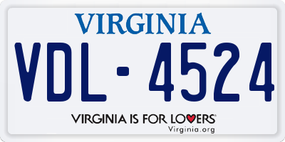 VA license plate VDL4524