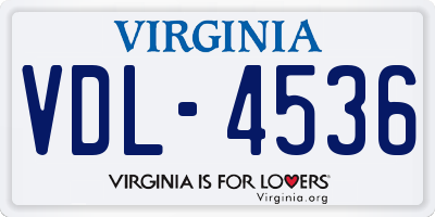 VA license plate VDL4536