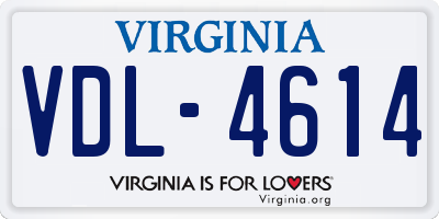 VA license plate VDL4614