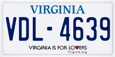 VA license plate VDL4639