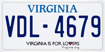 VA license plate VDL4679