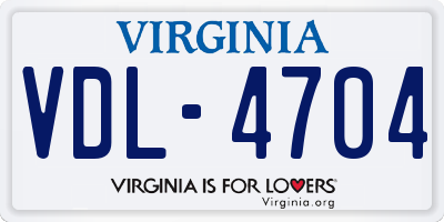 VA license plate VDL4704