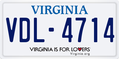 VA license plate VDL4714