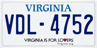 VA license plate VDL4752