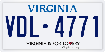 VA license plate VDL4771