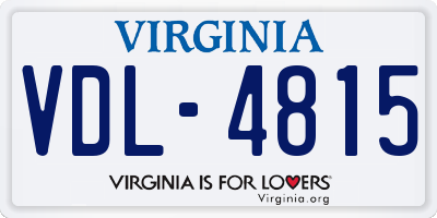 VA license plate VDL4815
