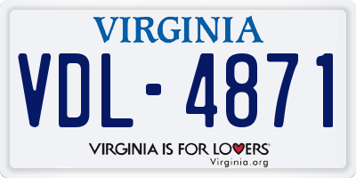 VA license plate VDL4871