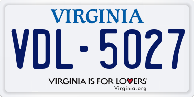 VA license plate VDL5027