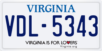 VA license plate VDL5343