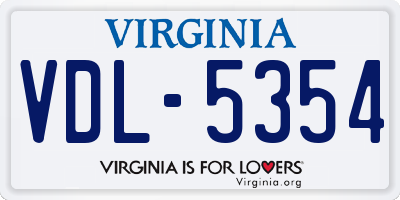 VA license plate VDL5354