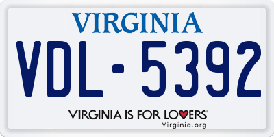 VA license plate VDL5392