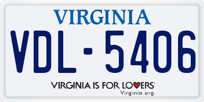VA license plate VDL5406