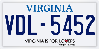 VA license plate VDL5452