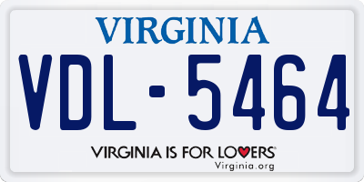 VA license plate VDL5464