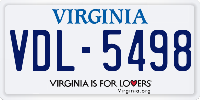 VA license plate VDL5498