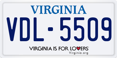 VA license plate VDL5509