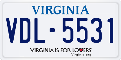 VA license plate VDL5531