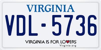 VA license plate VDL5736