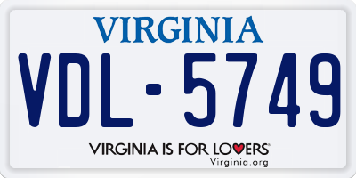 VA license plate VDL5749