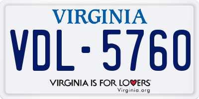 VA license plate VDL5760