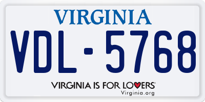 VA license plate VDL5768