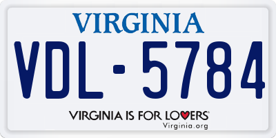 VA license plate VDL5784