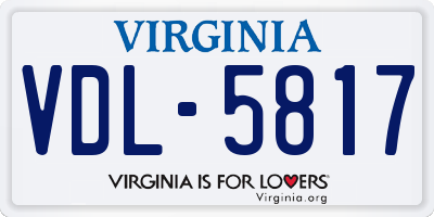 VA license plate VDL5817