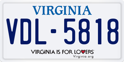 VA license plate VDL5818