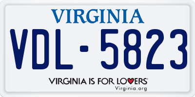 VA license plate VDL5823