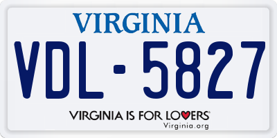 VA license plate VDL5827