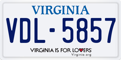 VA license plate VDL5857