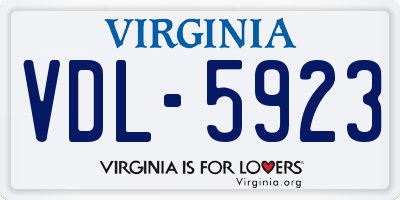 VA license plate VDL5923