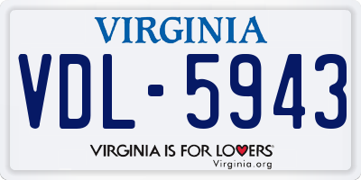 VA license plate VDL5943