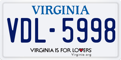 VA license plate VDL5998
